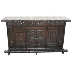 Spanish Revival Style Dry Bar with Inlaid Tile Top in Style Artes de Mexico