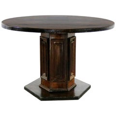 Spanish Revival Style Round Dining Table Single Pedestal Artes de Mexico