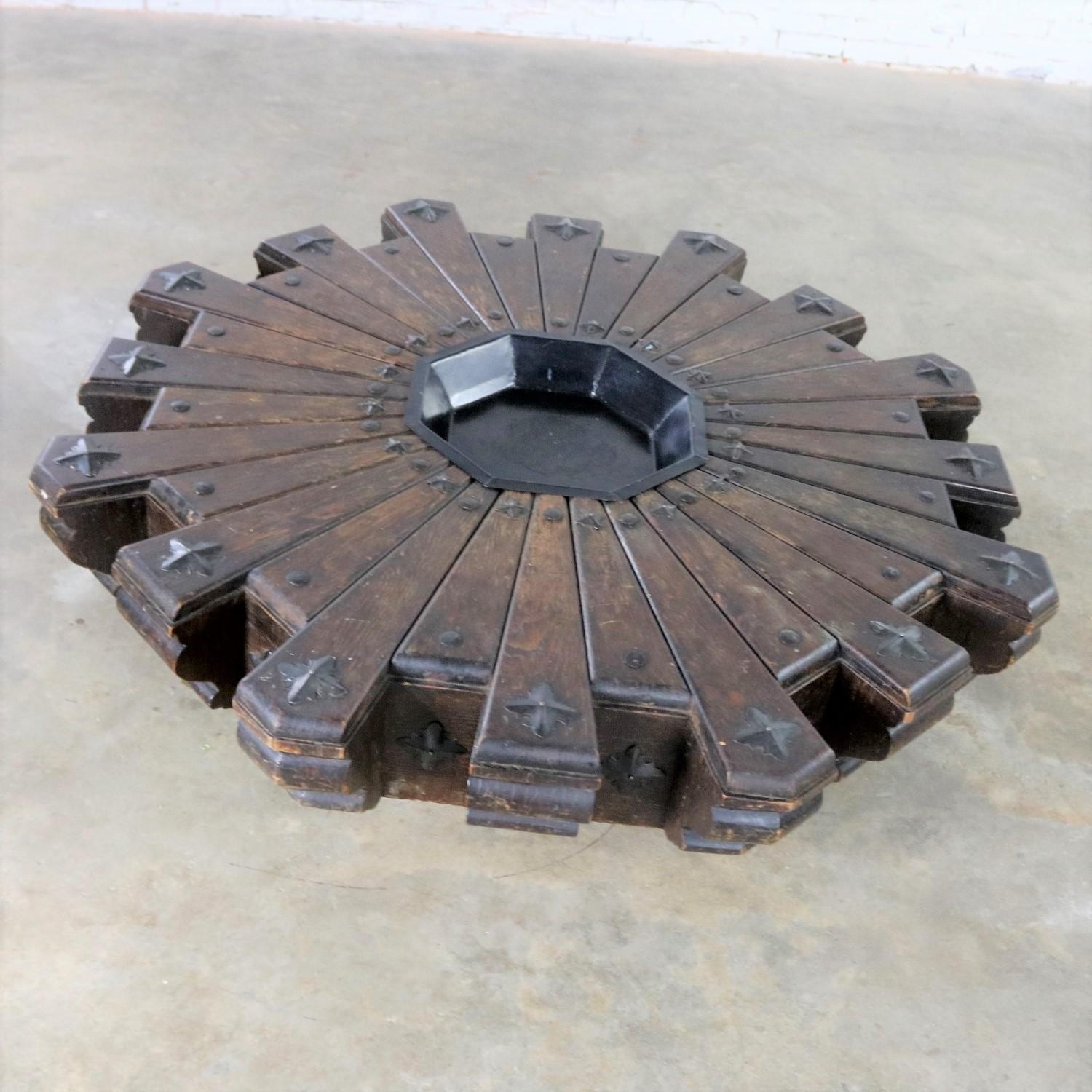 Spanish Colonial Spanish Revival Style Rustic Octagon Pinwheel Large Coffee Table Artes De Mexico