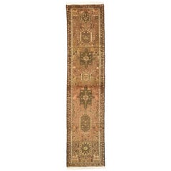 Spanish Revival Style Retro Persian Heriz Runner, Narrow Hallway Runner