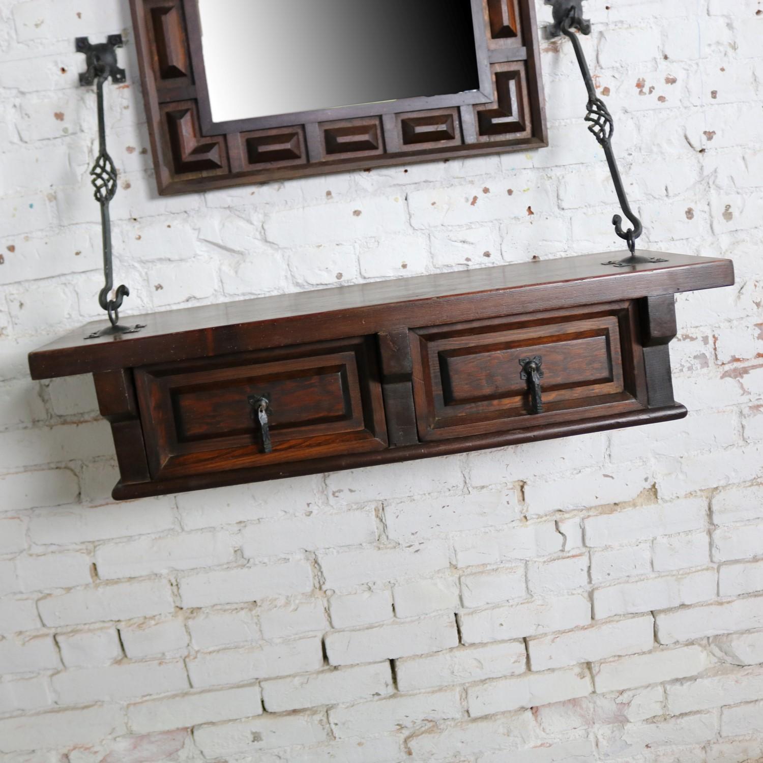 Spanish Revival Style Wall Hanging Console Table & Mirror after Artes De Mexico 4