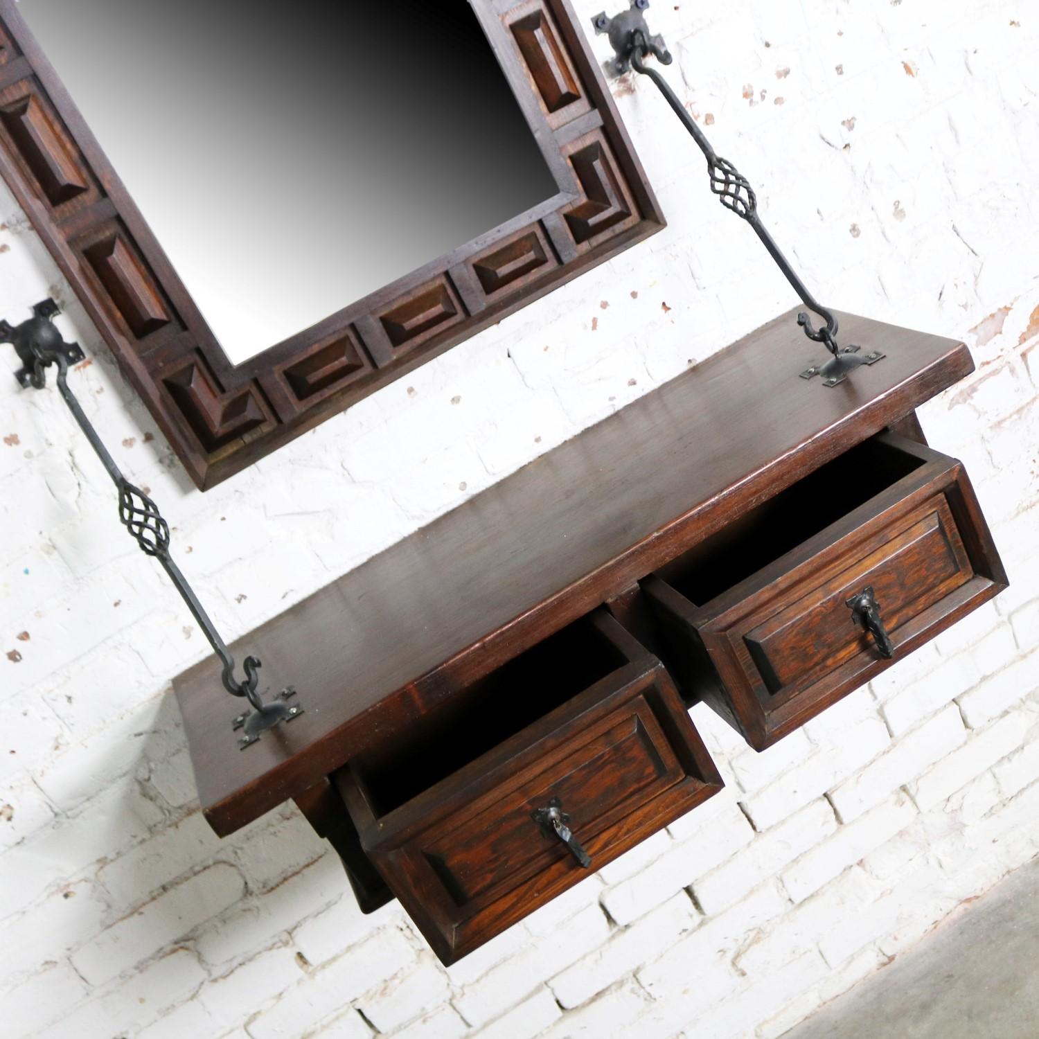 Spanish Revival Style Wall Hanging Console Table & Mirror after Artes De Mexico 8