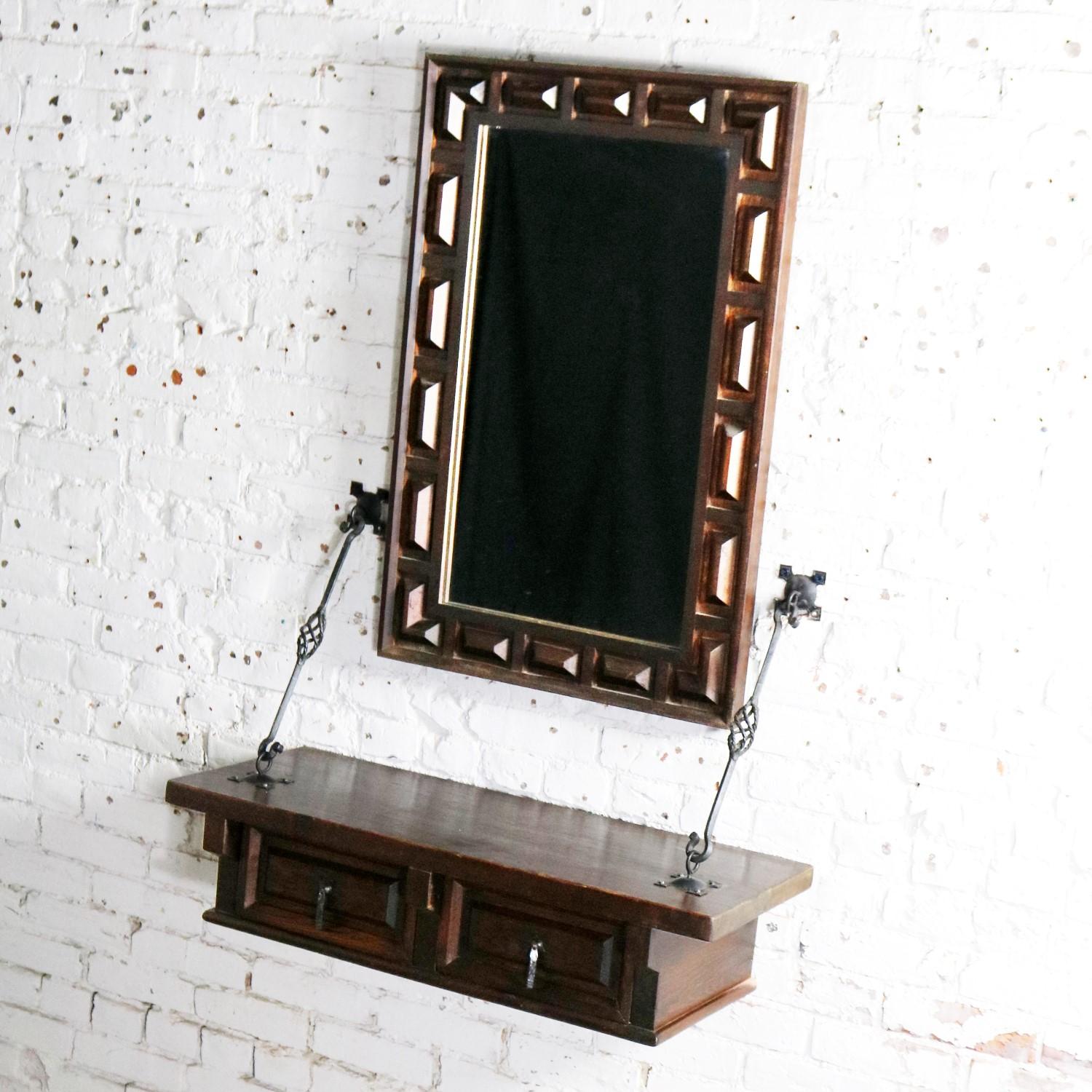 Spanish Revival Style Wall Hanging Console Table & Mirror after Artes De Mexico 11