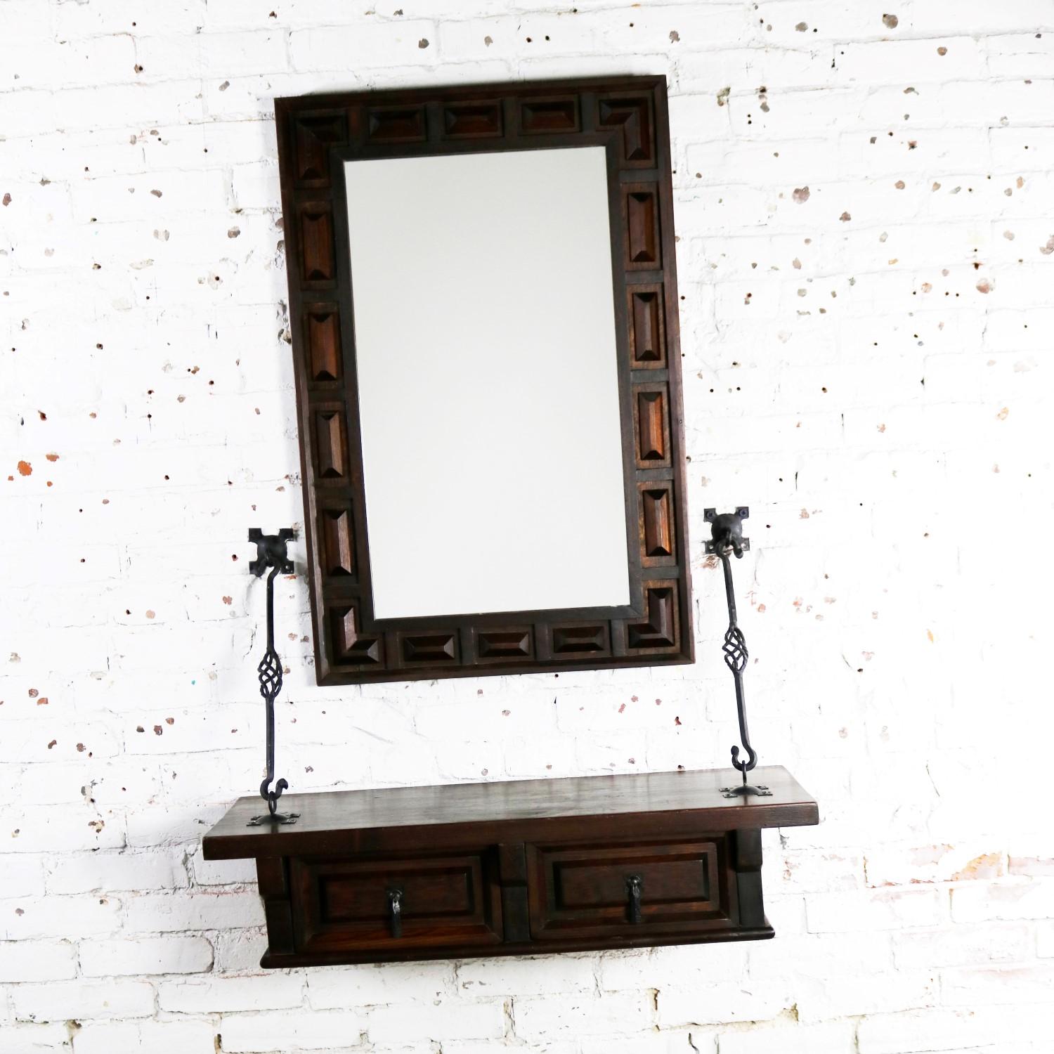 Spanish Revival Style Wall Hanging Console Table & Mirror after Artes De Mexico 12