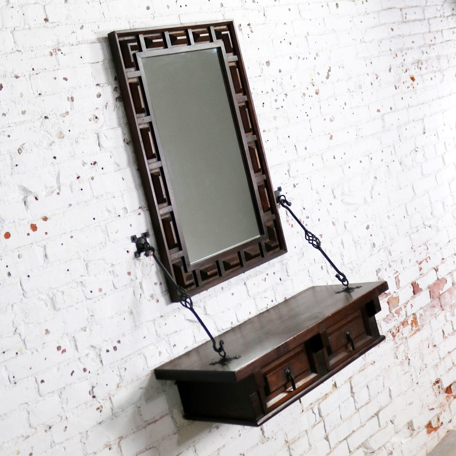 20th Century Spanish Revival Style Wall Hanging Console Table & Mirror after Artes De Mexico