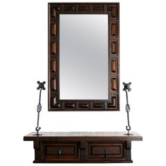 Spanish Revival Style Wall Hanging Console Table & Mirror after Artes De Mexico