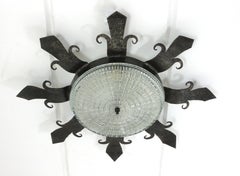 Lámpara de techo forjada de estilo renacimiento español Sunburst