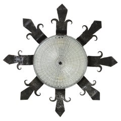 Spanish Revival Sunburst Wrought Ceiling Light Fixture