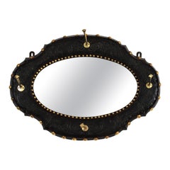 Miroir mural Revive espagnol Porte-manteau en cuir et laiton