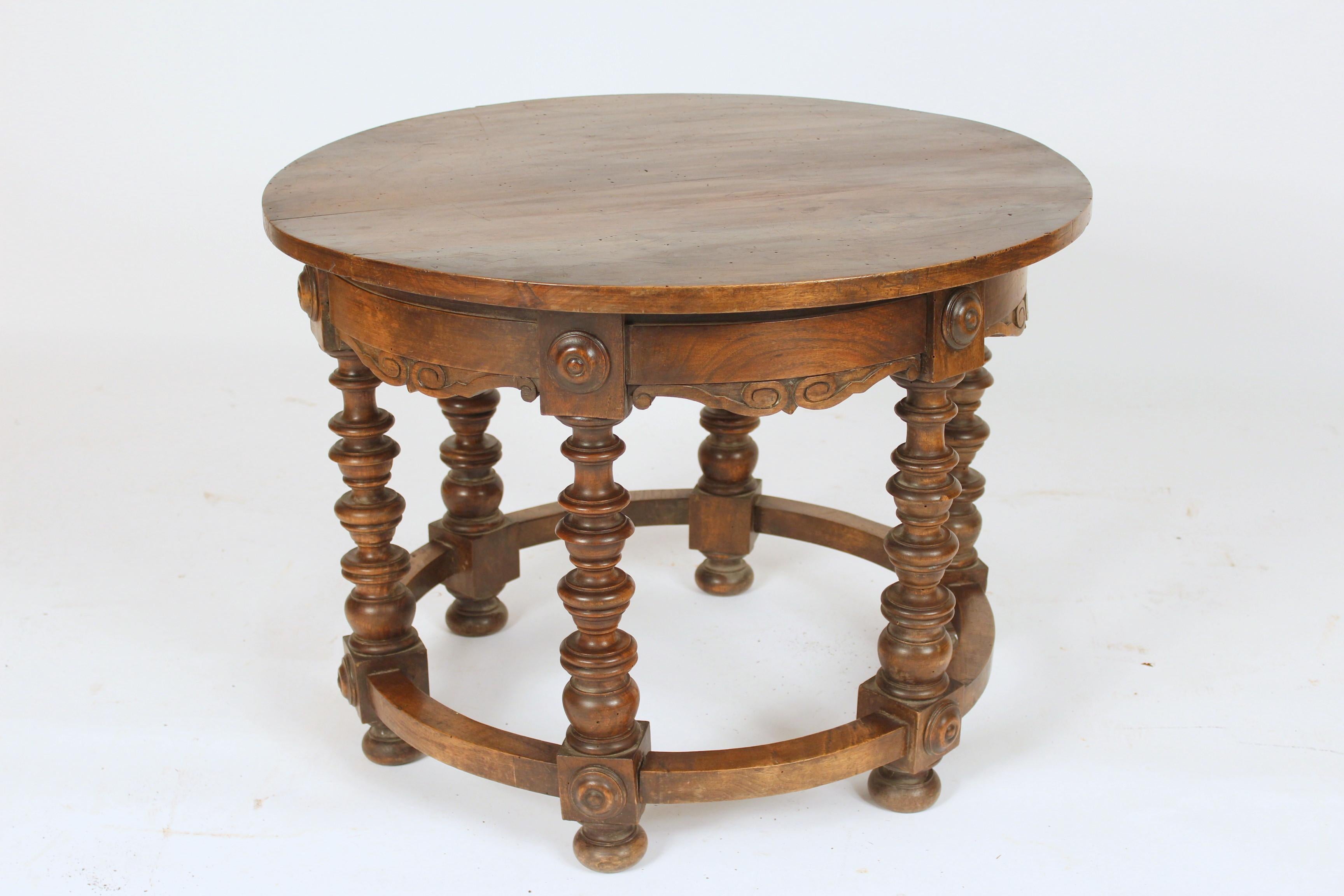 Baroque Revival Spanish Revival Walnut Round Occasional Table