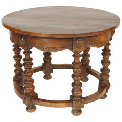 Antique Spanish Revival Walnut Round Occasional Table