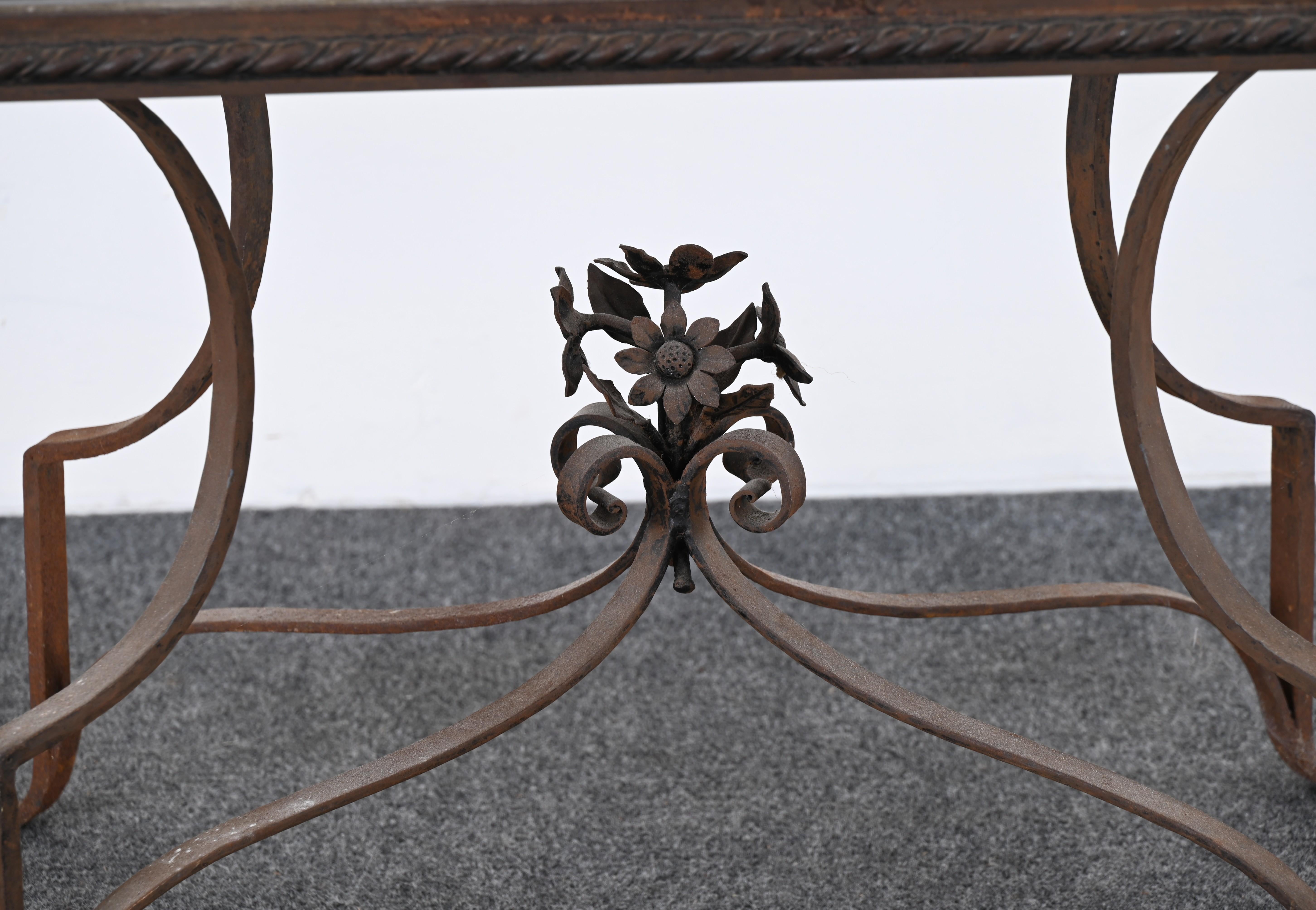 Spanish Revival Wrought Iron and Tile Side Table with Mythological Motif, 1920s For Sale 7