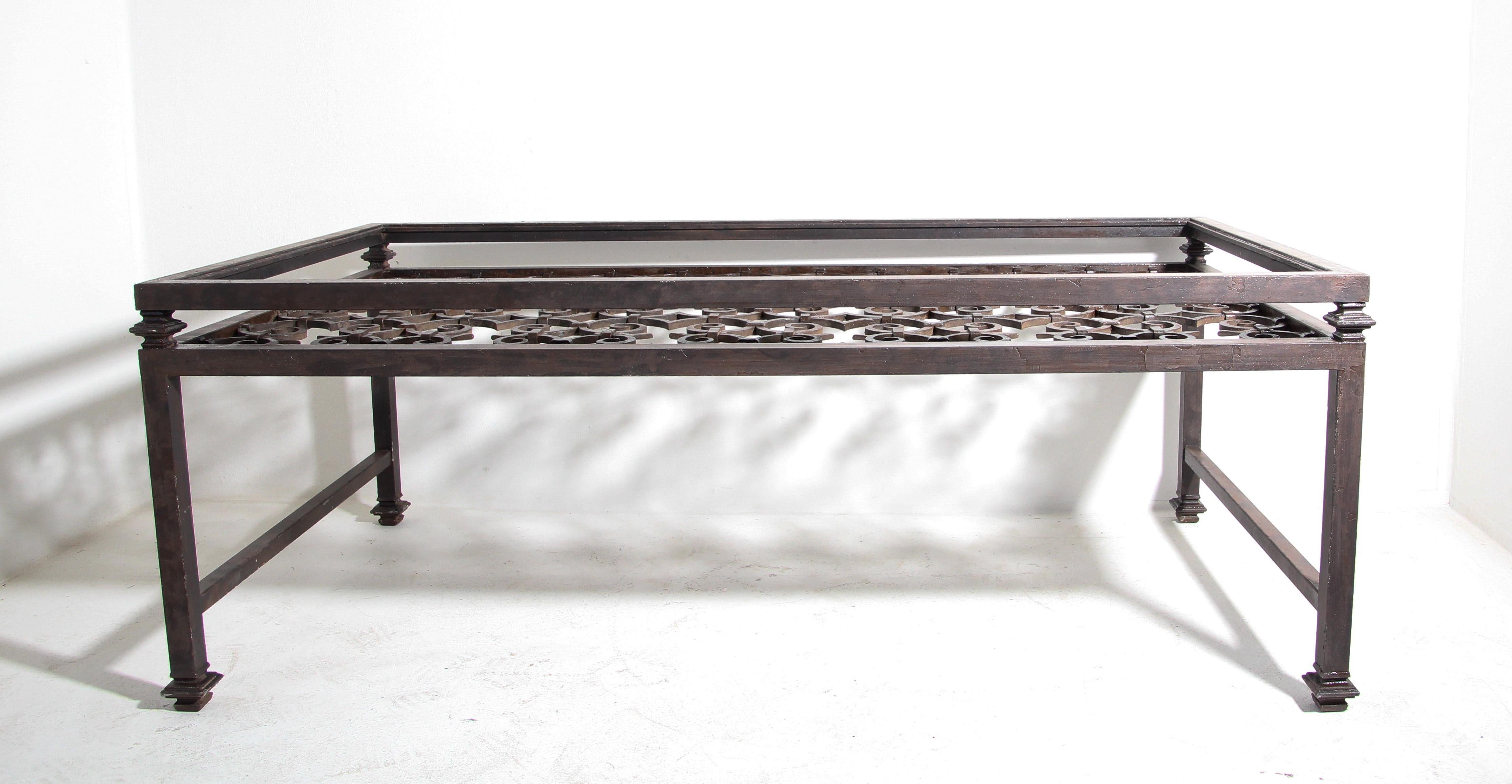 Spanish Colonial Spanish Revival Wrought Iron Table Base Rectangular Shape Indoor or Outdoor