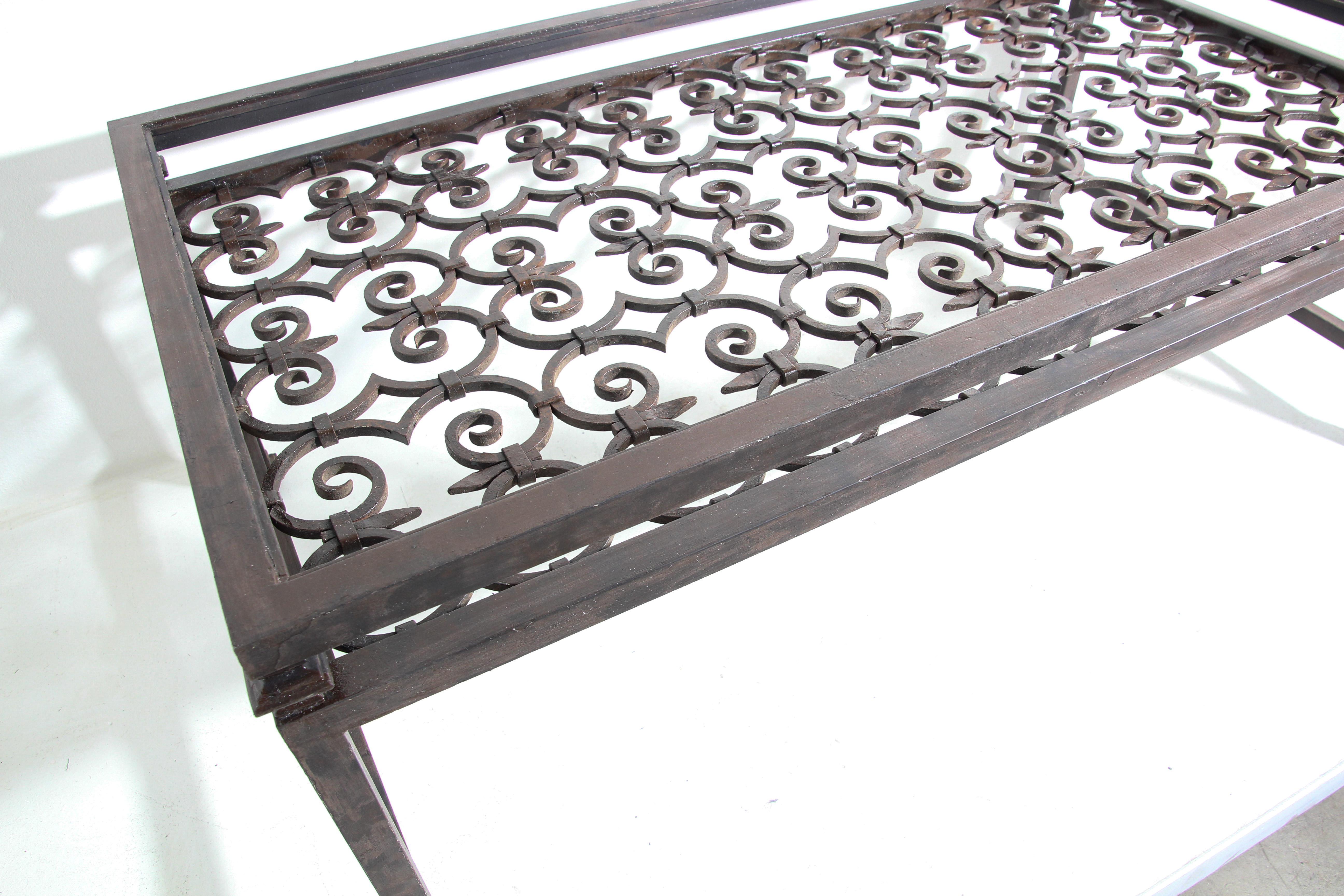 Hand-Crafted Spanish Revival Wrought Iron Table Base Rectangular Shape Indoor or Outdoor