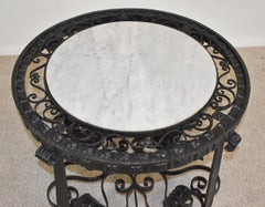 Spanish Revival Wrought Iron Table with Marble Top