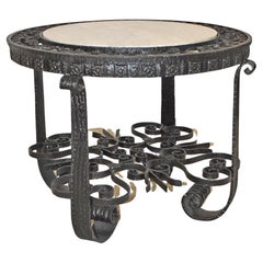 Spanish Revival Wrought Iron Table with Marble Top