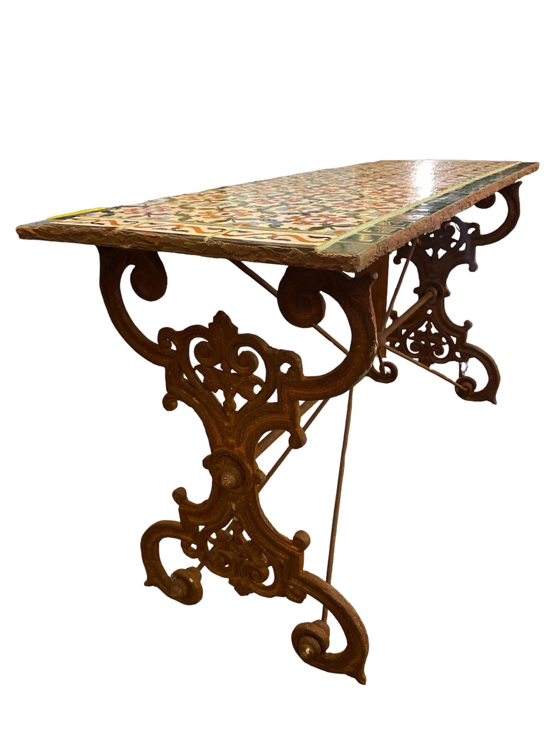 Beautiful Wrought Iron Console Tile Table 