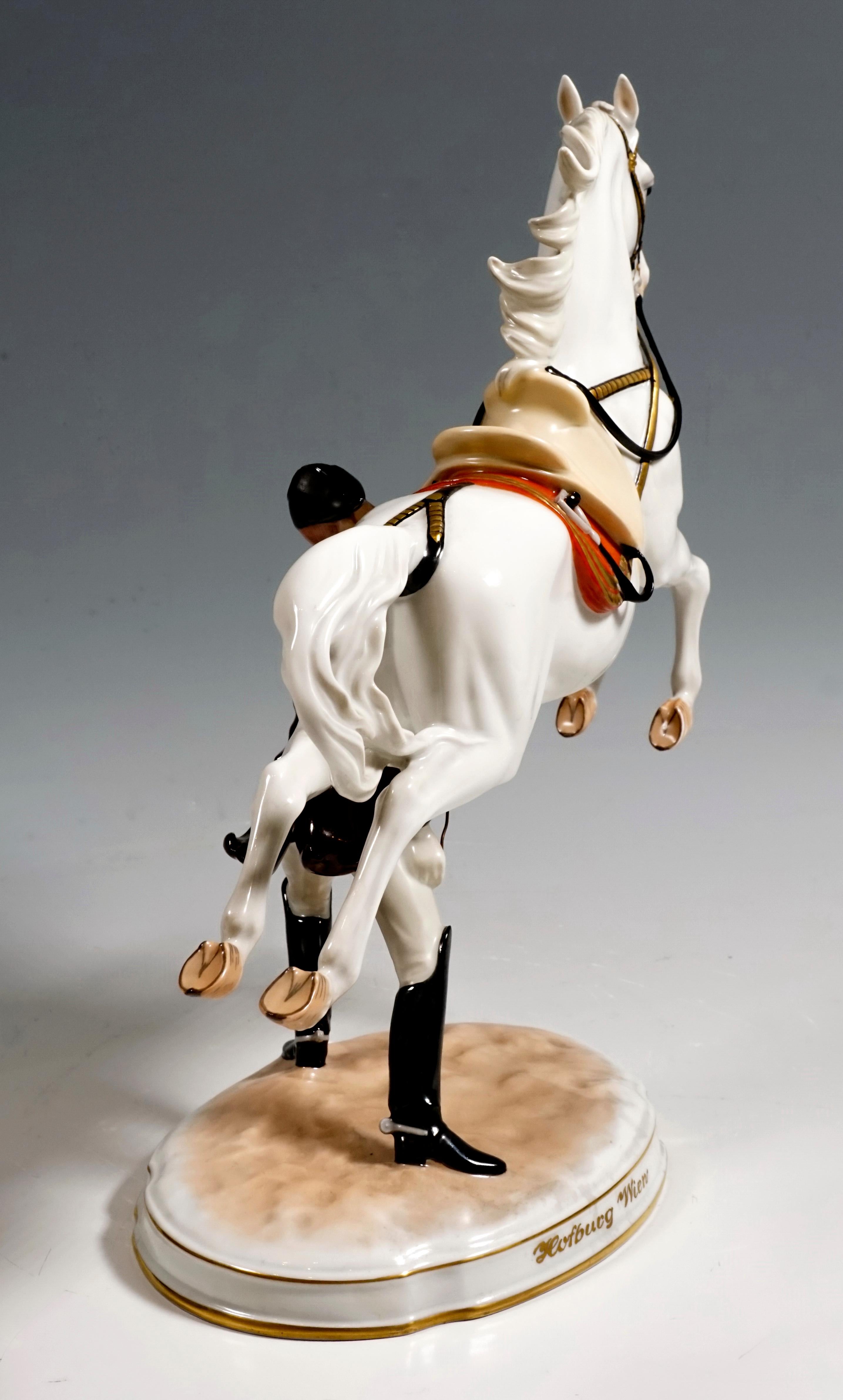 Glazed Spanish Riding School Horse and Rider 'Capriole', Augarten Vienna, circa 1965