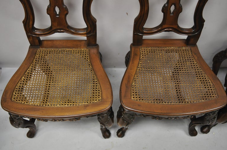 Spanish Rococo Baroque Style Solid Pine Wood Cane Seat Dining Chairs ...