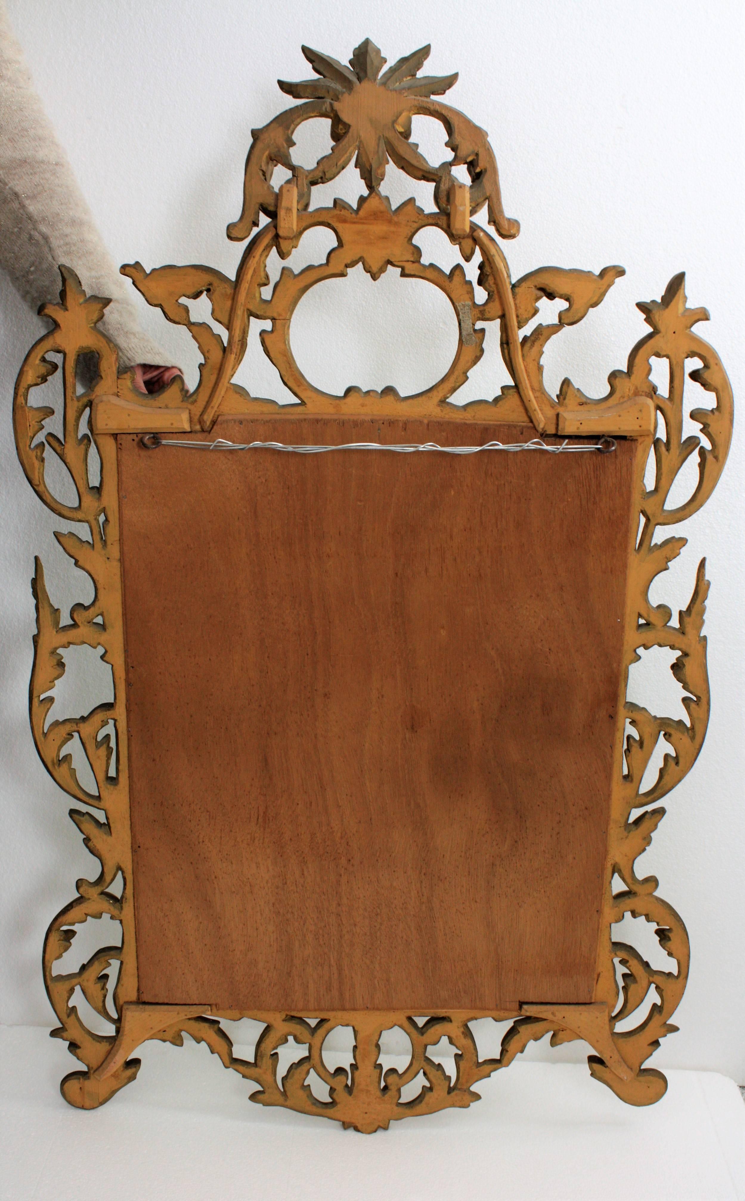 Spanish Rococo Giltwood Mirror with Crest For Sale 4