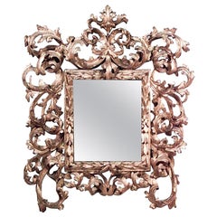 Spanish Rococo Style Carved Giltwood Acanthus Leaf Wall Mirror