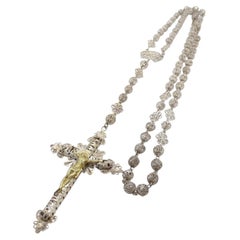 Spanish rosary in gold-plated silver filigree gilded silver cross