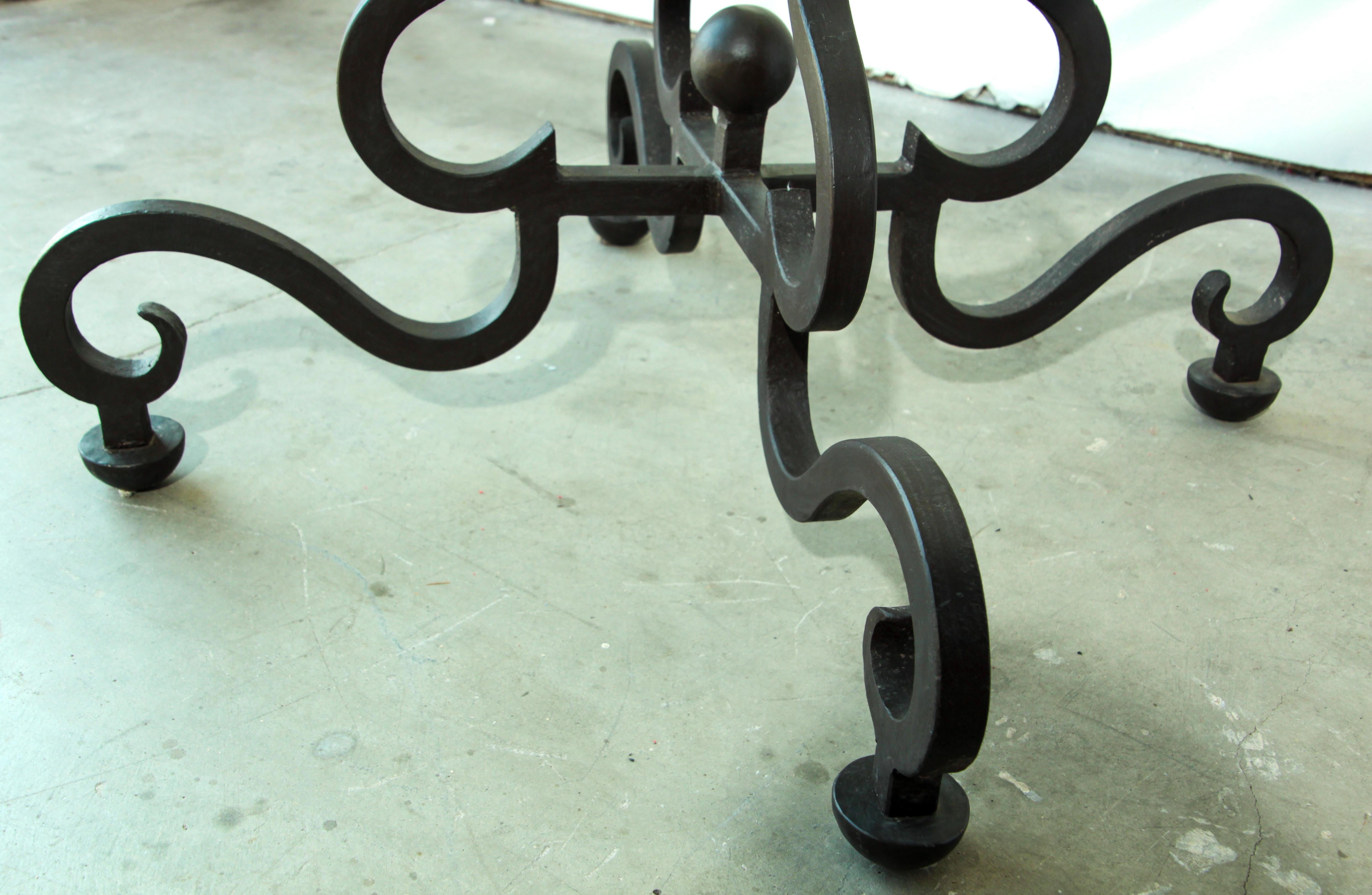 Spanish Round Glass Dining Table on Wrought Iron Base 1