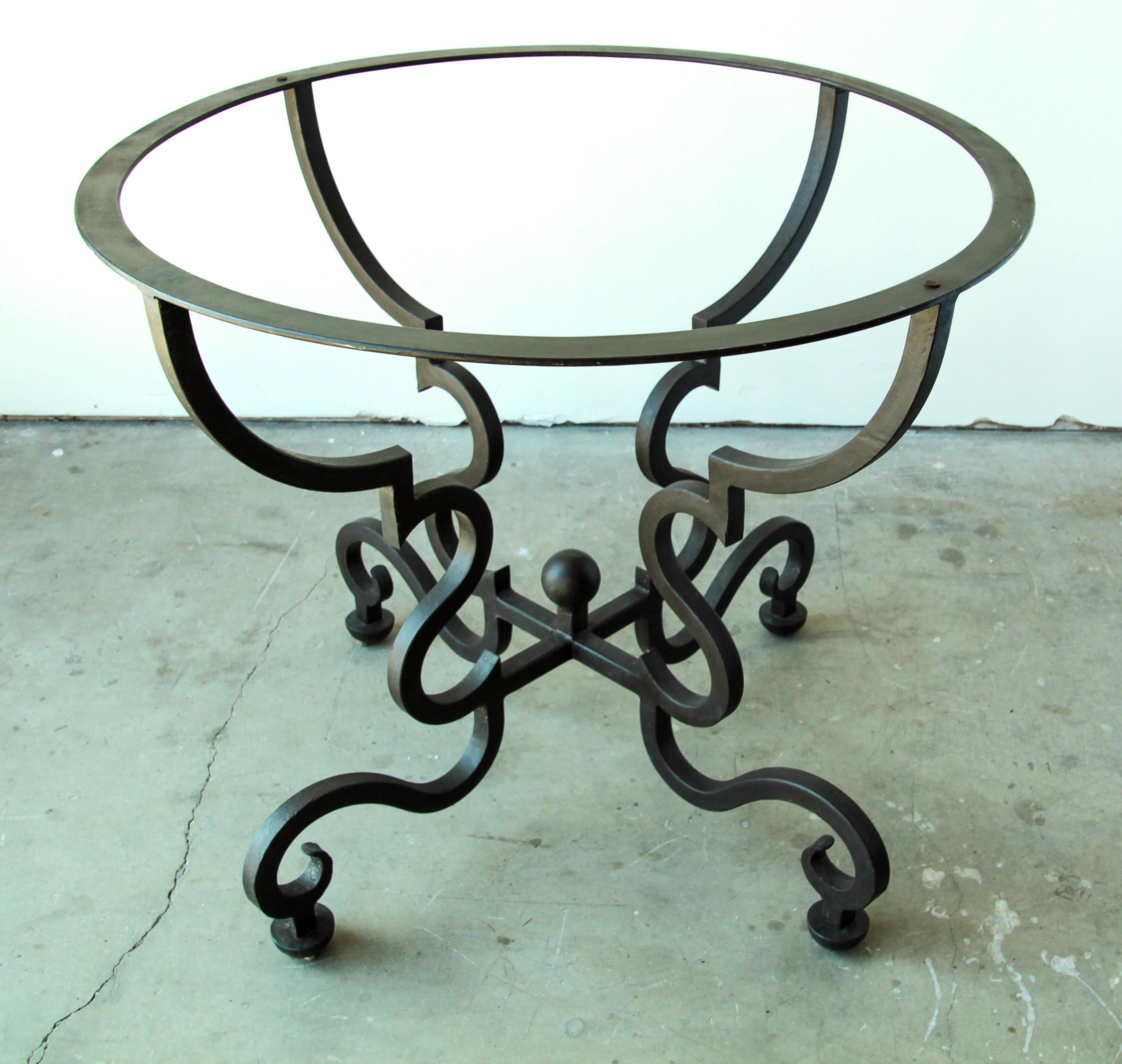 Spanish Round Glass Dining Table on Wrought Iron Base 4