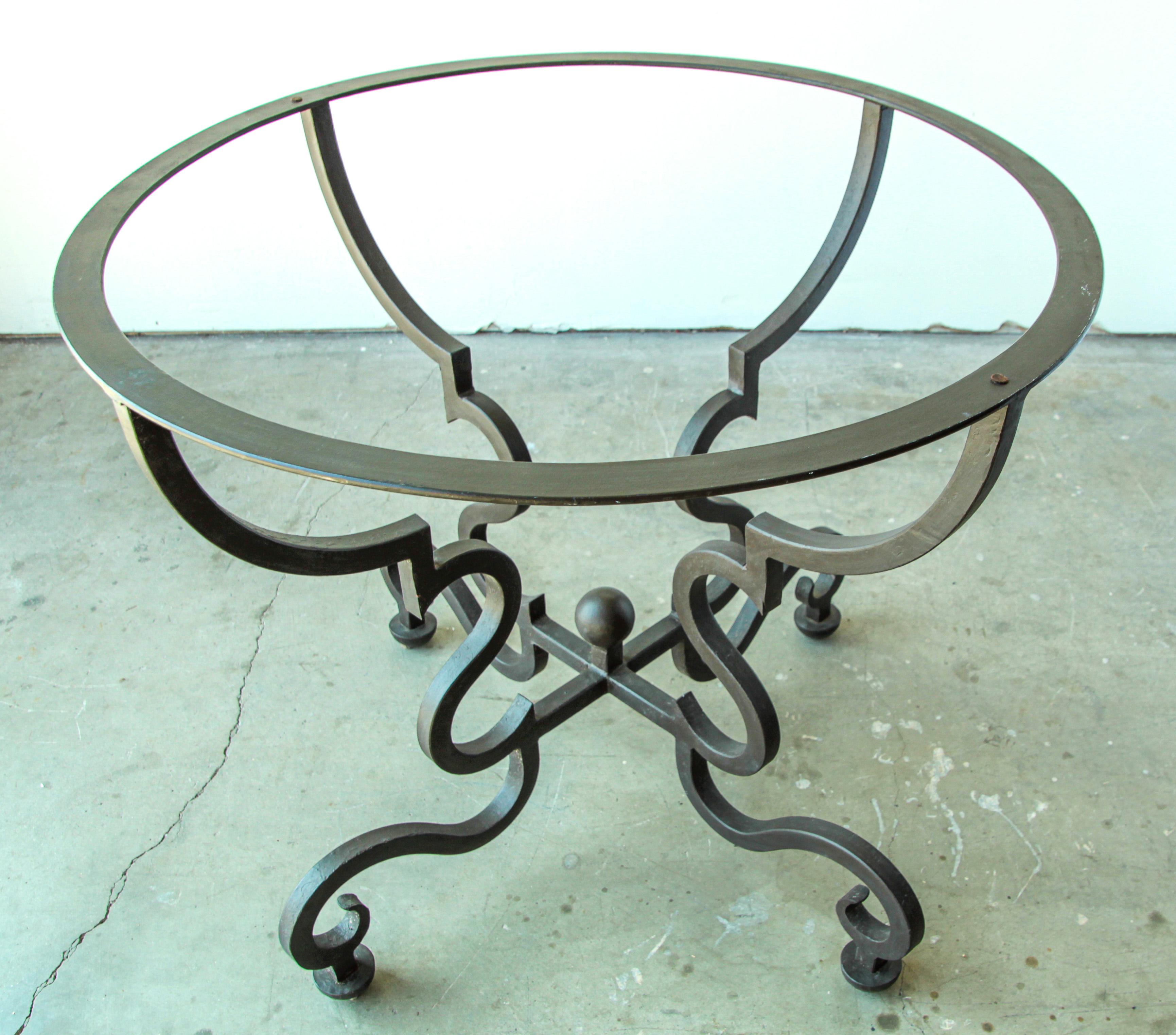 Spanish Round Glass Dining Table on Wrought Iron Base 6