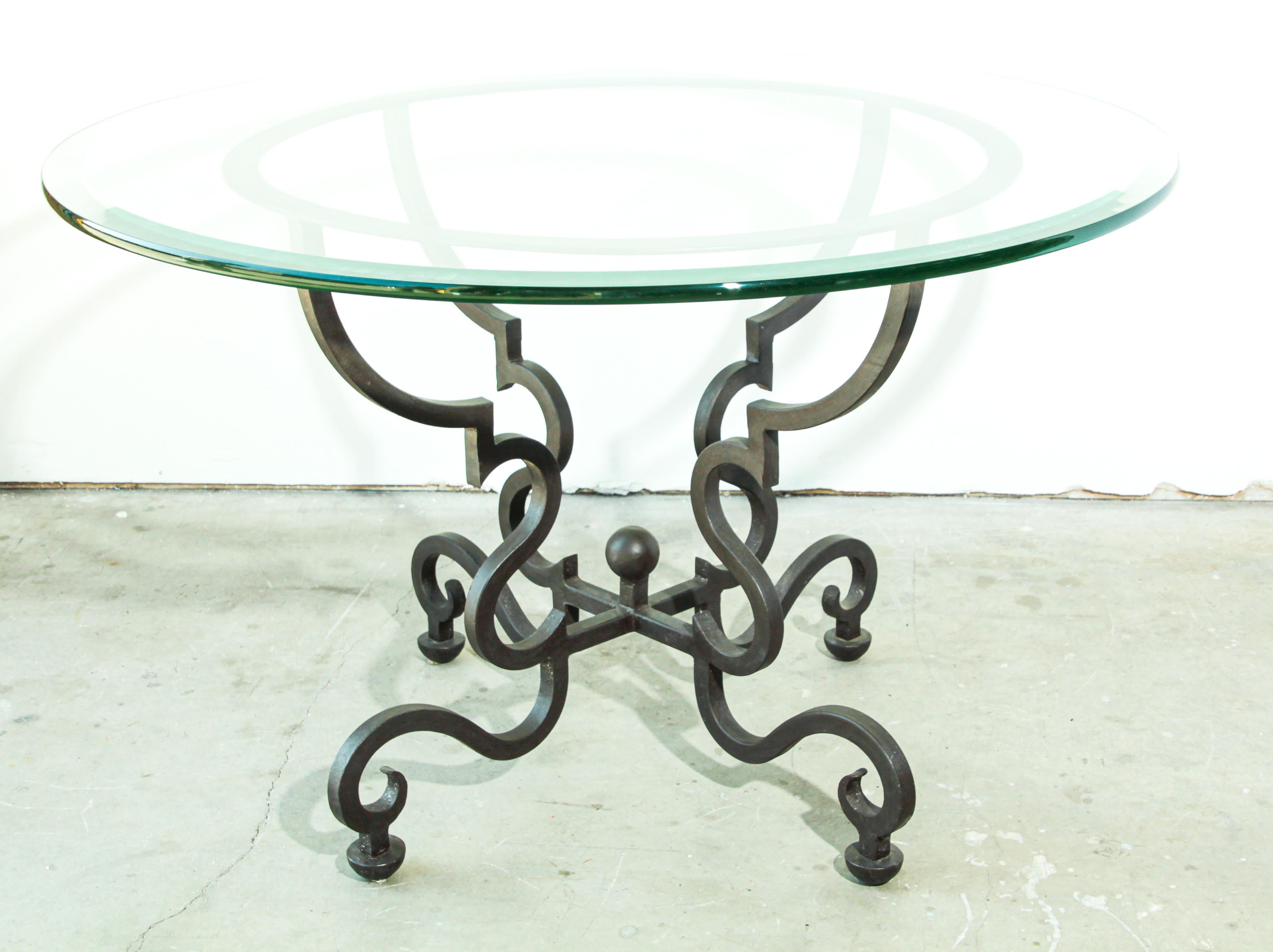 wrought iron glass dining table