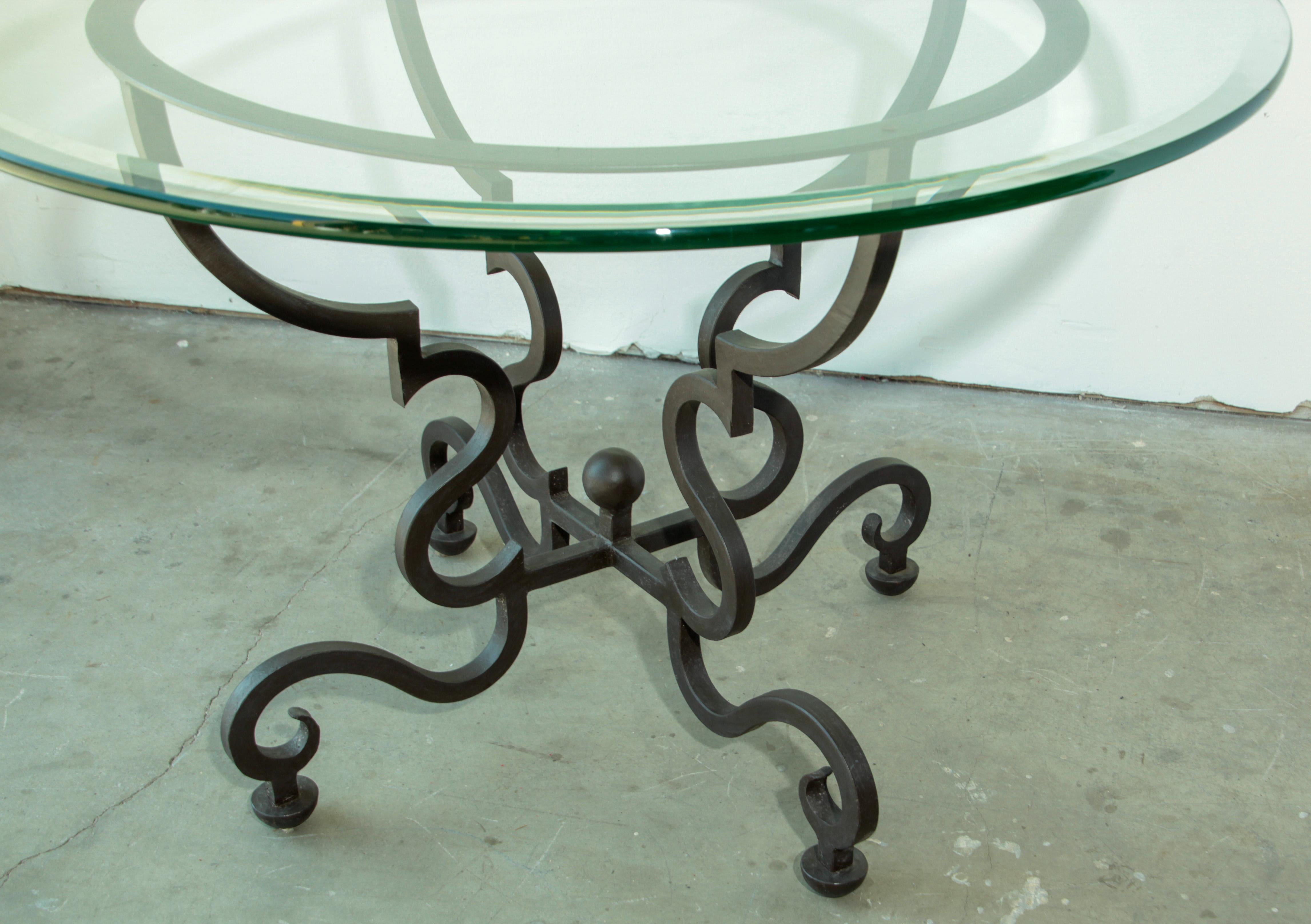 glass and iron dining table