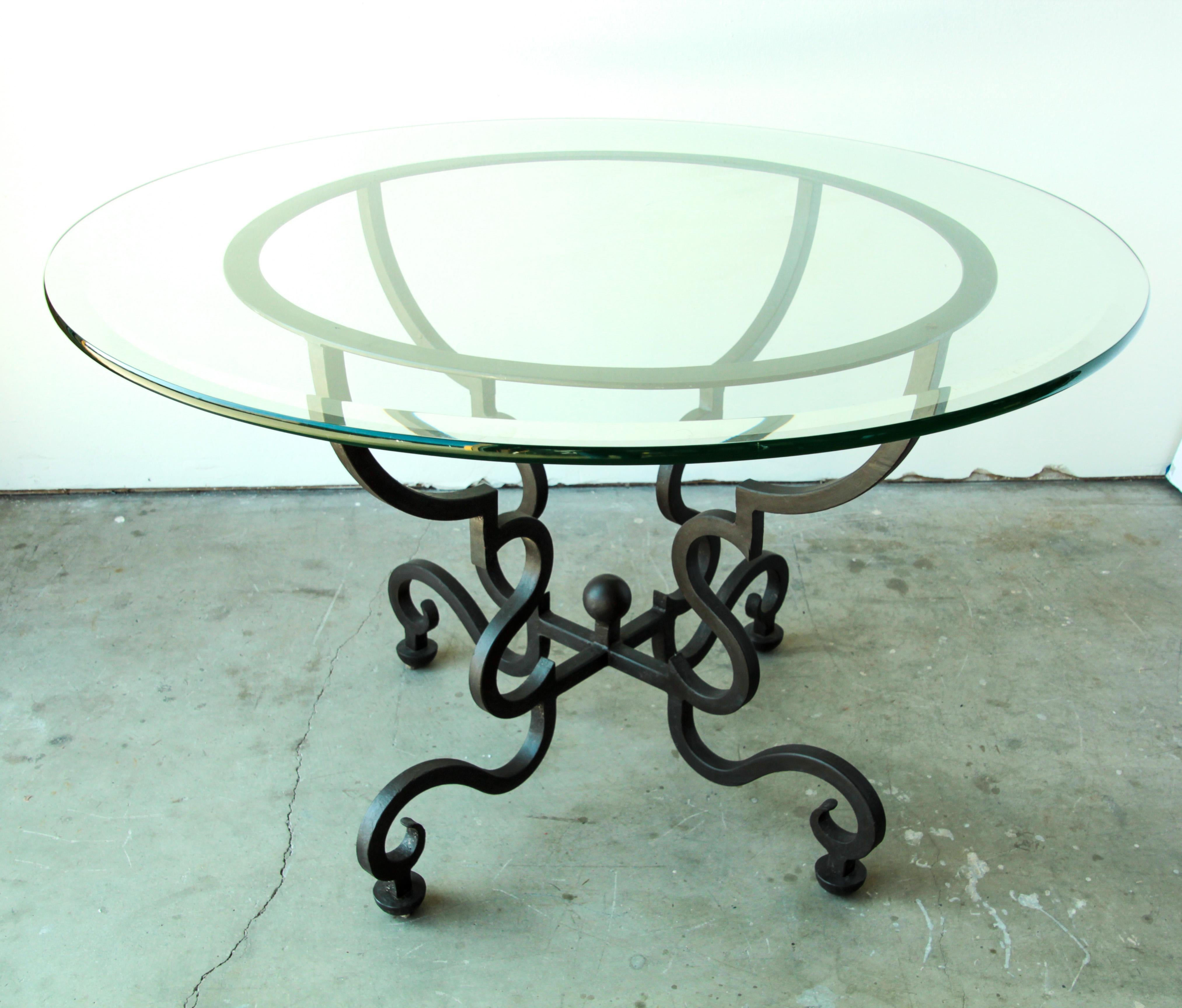 glass wrought iron dining table