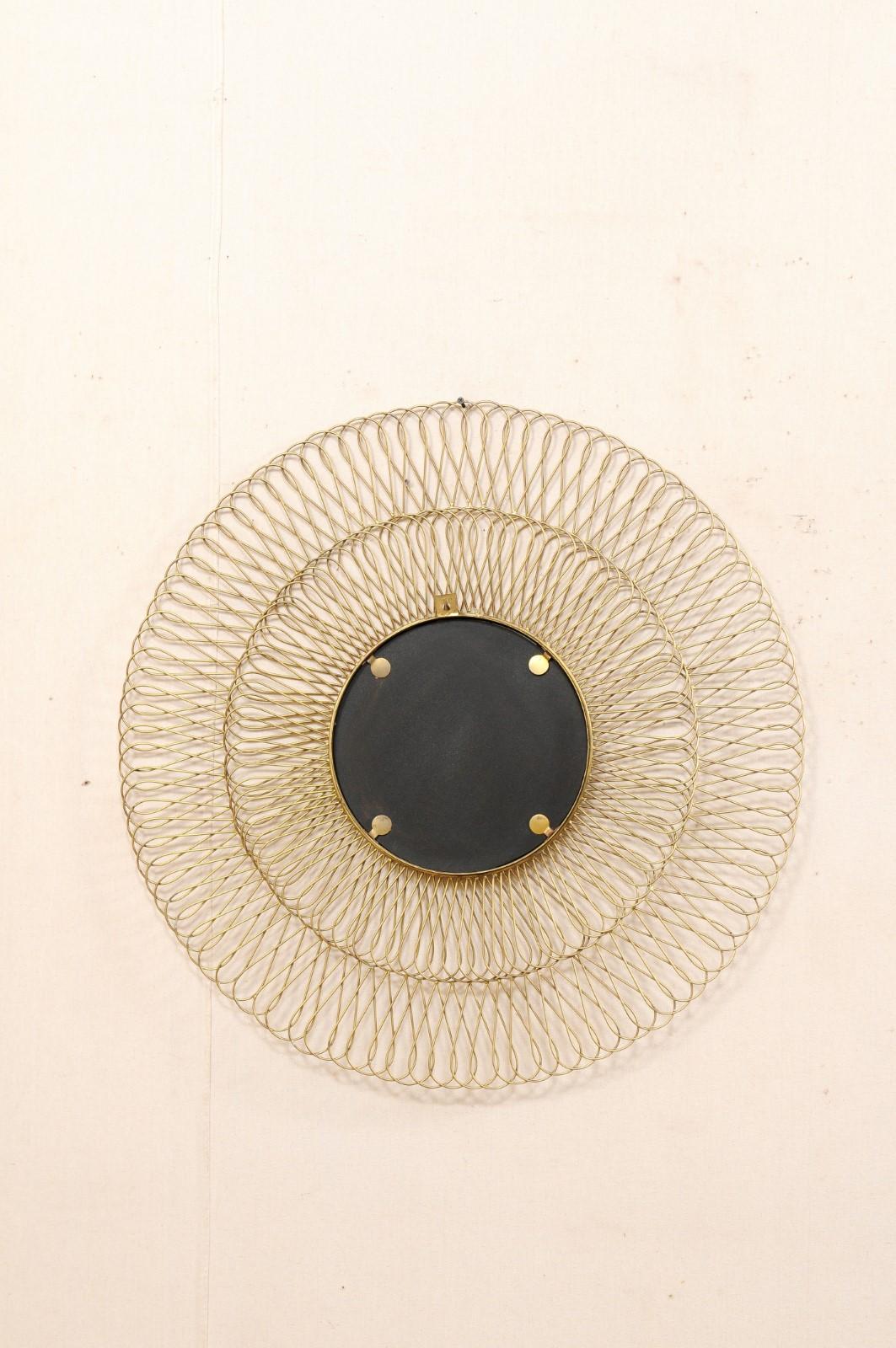 Spanish Round-Shaped Brass Mirror with Open Intertwining Loop Surround For Sale 7