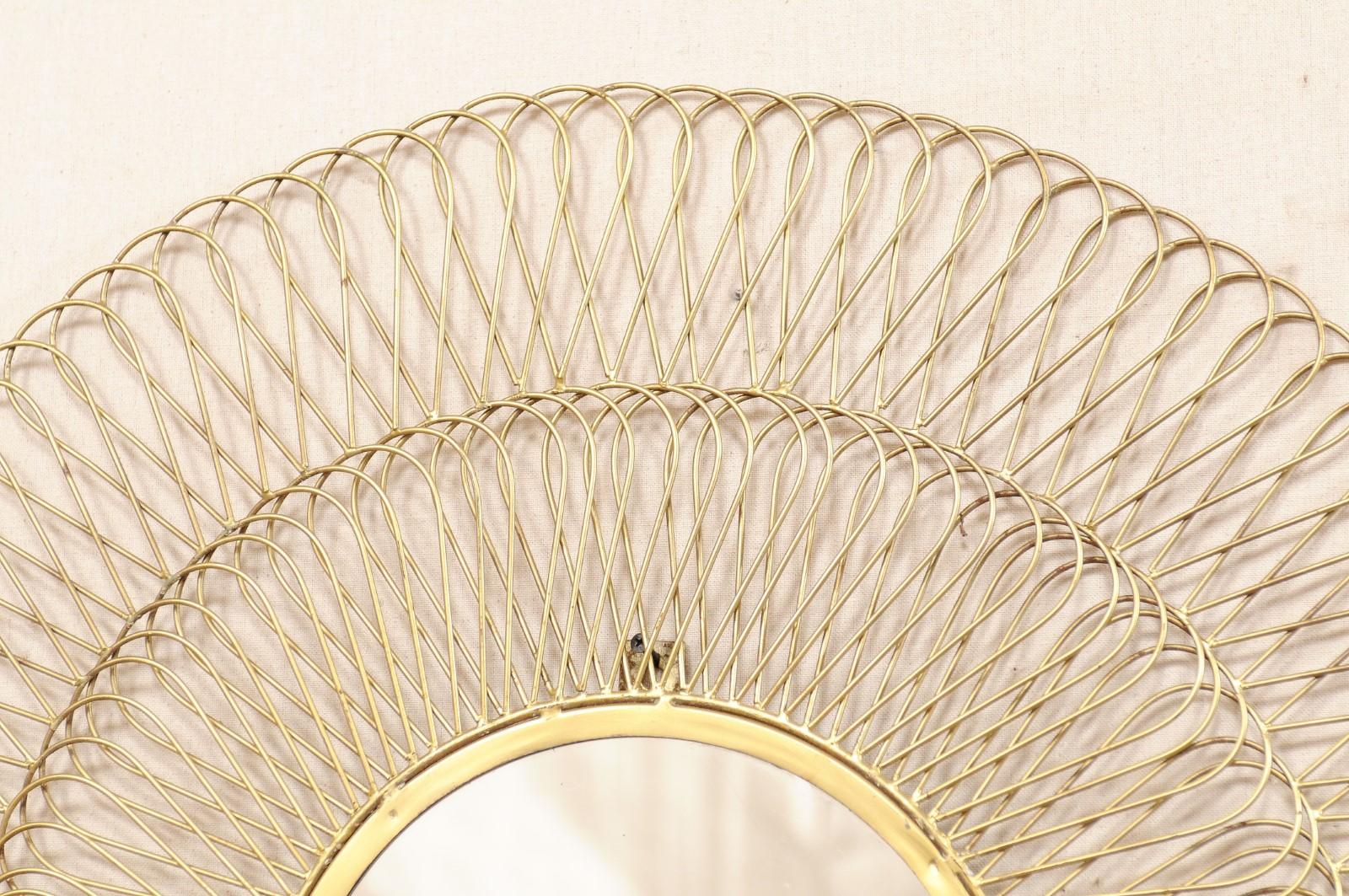 Spanish Round-Shaped Brass Mirror with Open Intertwining Loop Surround For Sale 2
