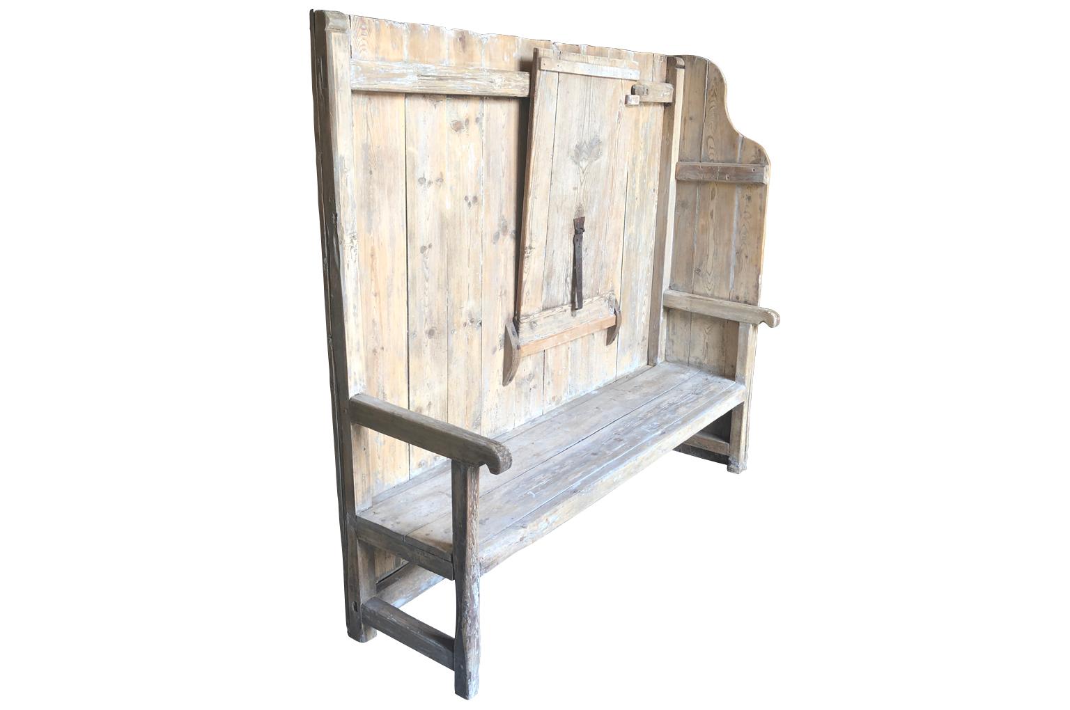 Pine Spanish Rustic 18th Century Bench For Sale