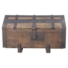 Spanish Rustic 1900's Wood and Metal Trunk Chest