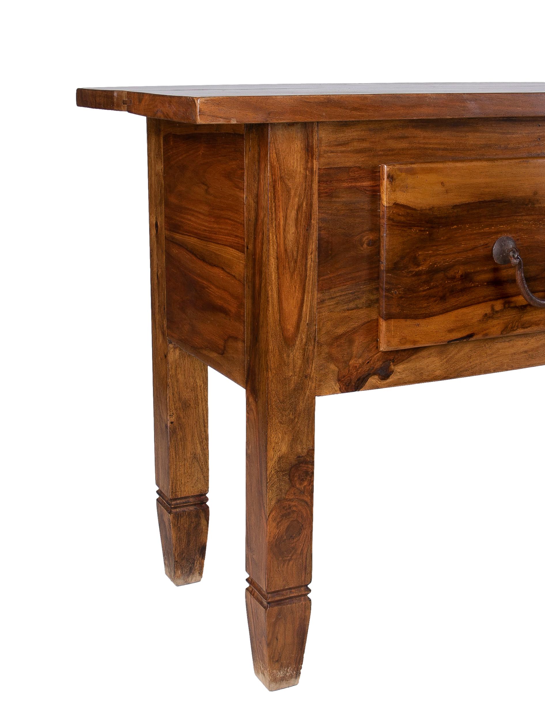 Spanish Rustic 3-Drawer Wooden Console Table 2