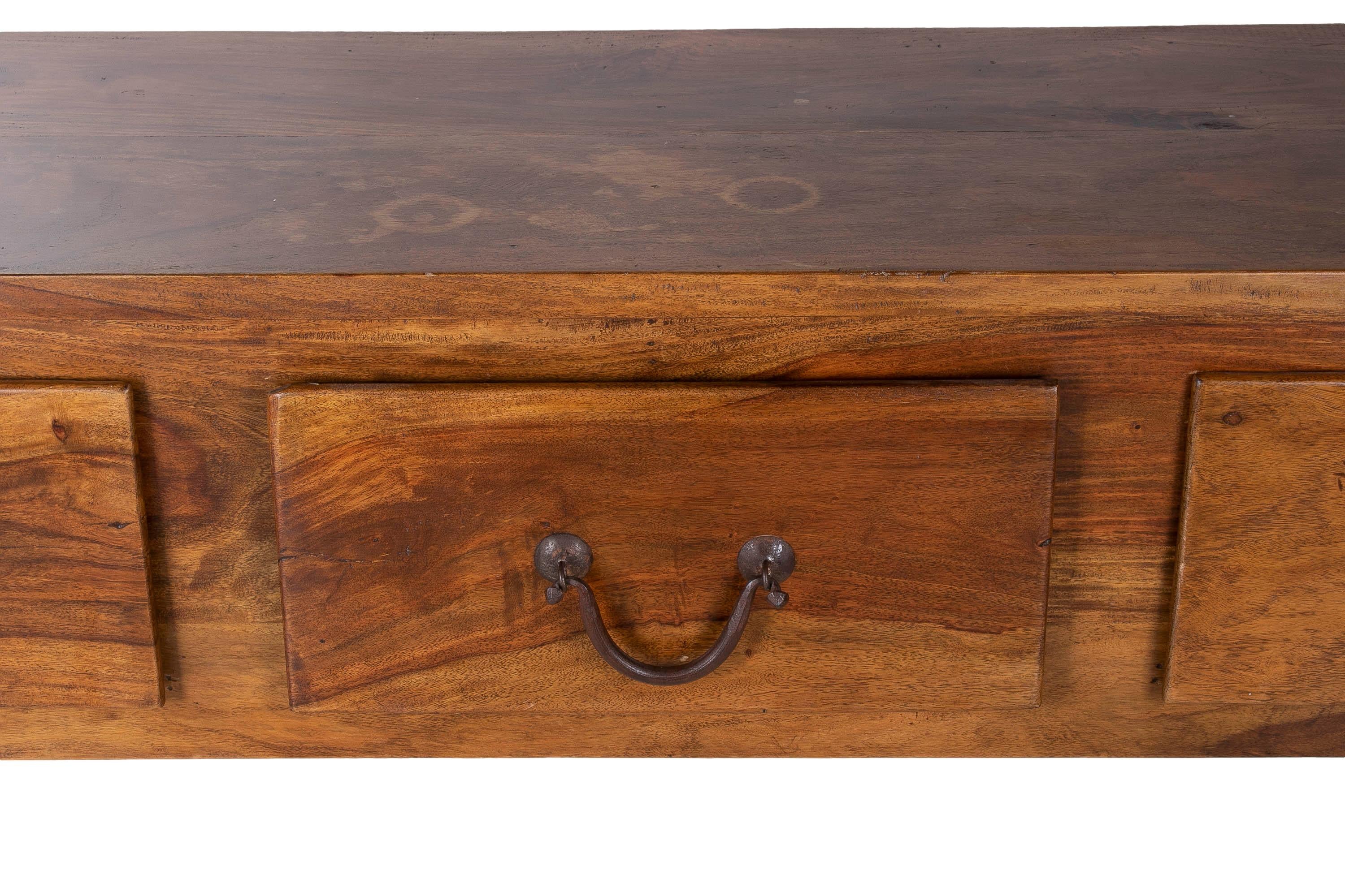 Spanish Rustic 3-Drawer Wooden Console Table 4