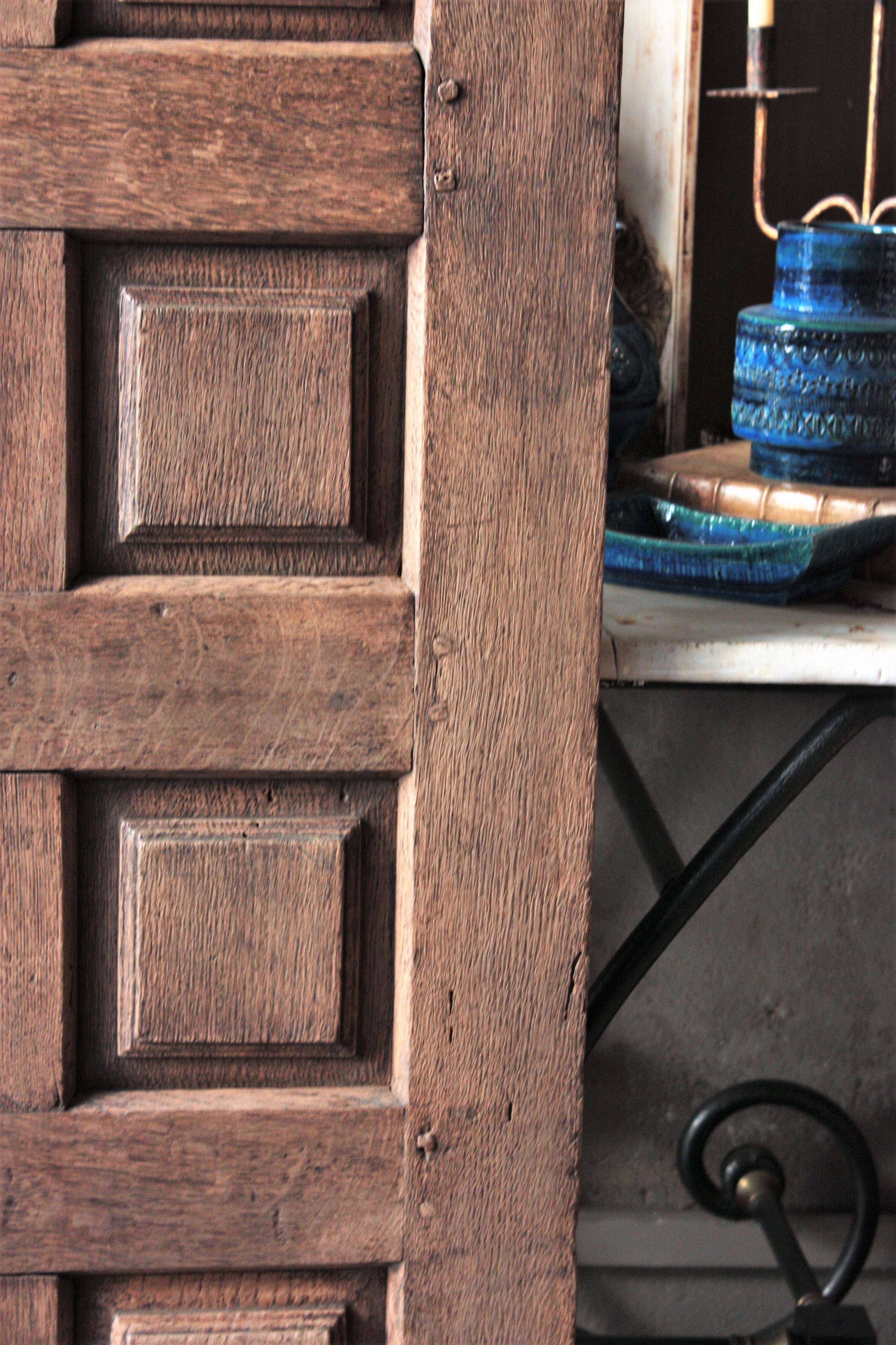 Spanish Rustic Door with Original Hand Forged Iron Pull For Sale 4
