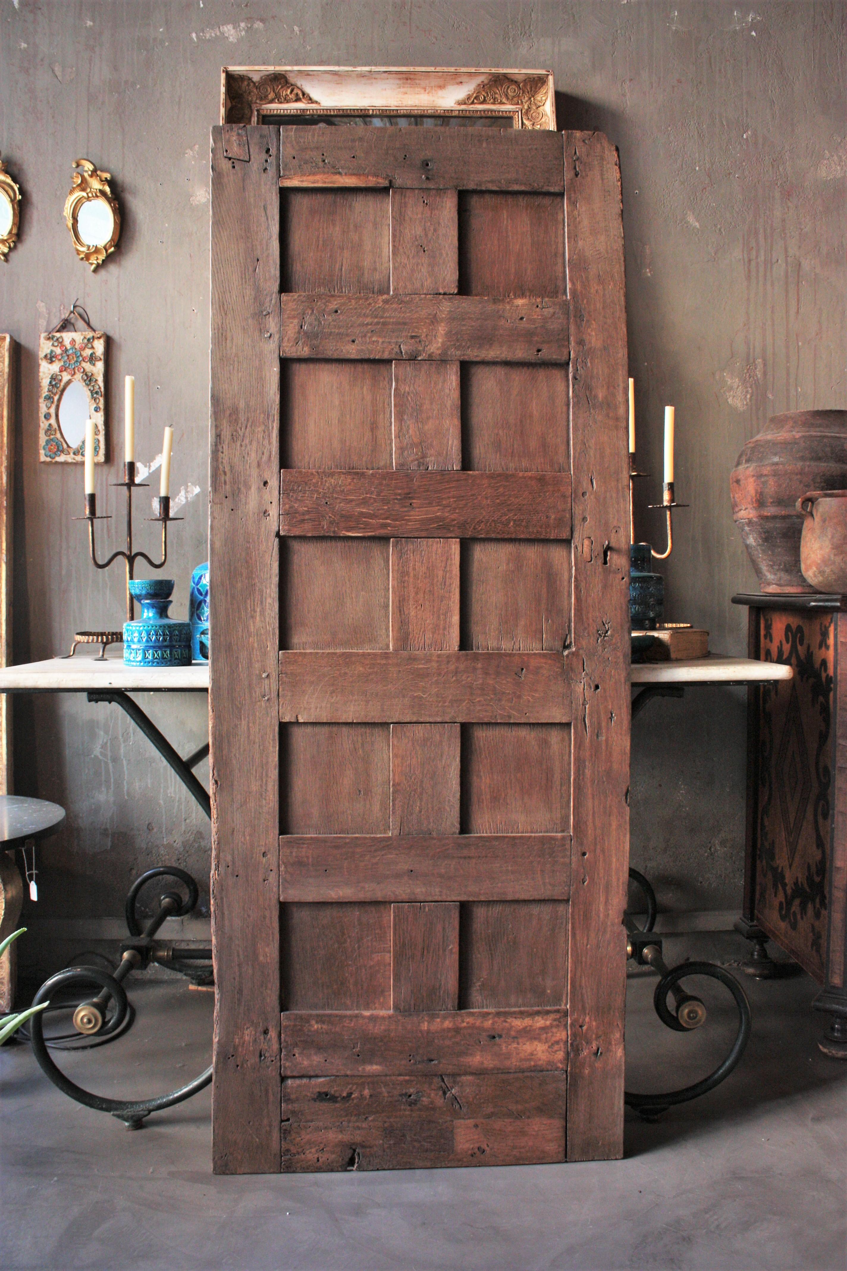 Spanish Rustic Door with Original Hand Forged Iron Pull For Sale 5
