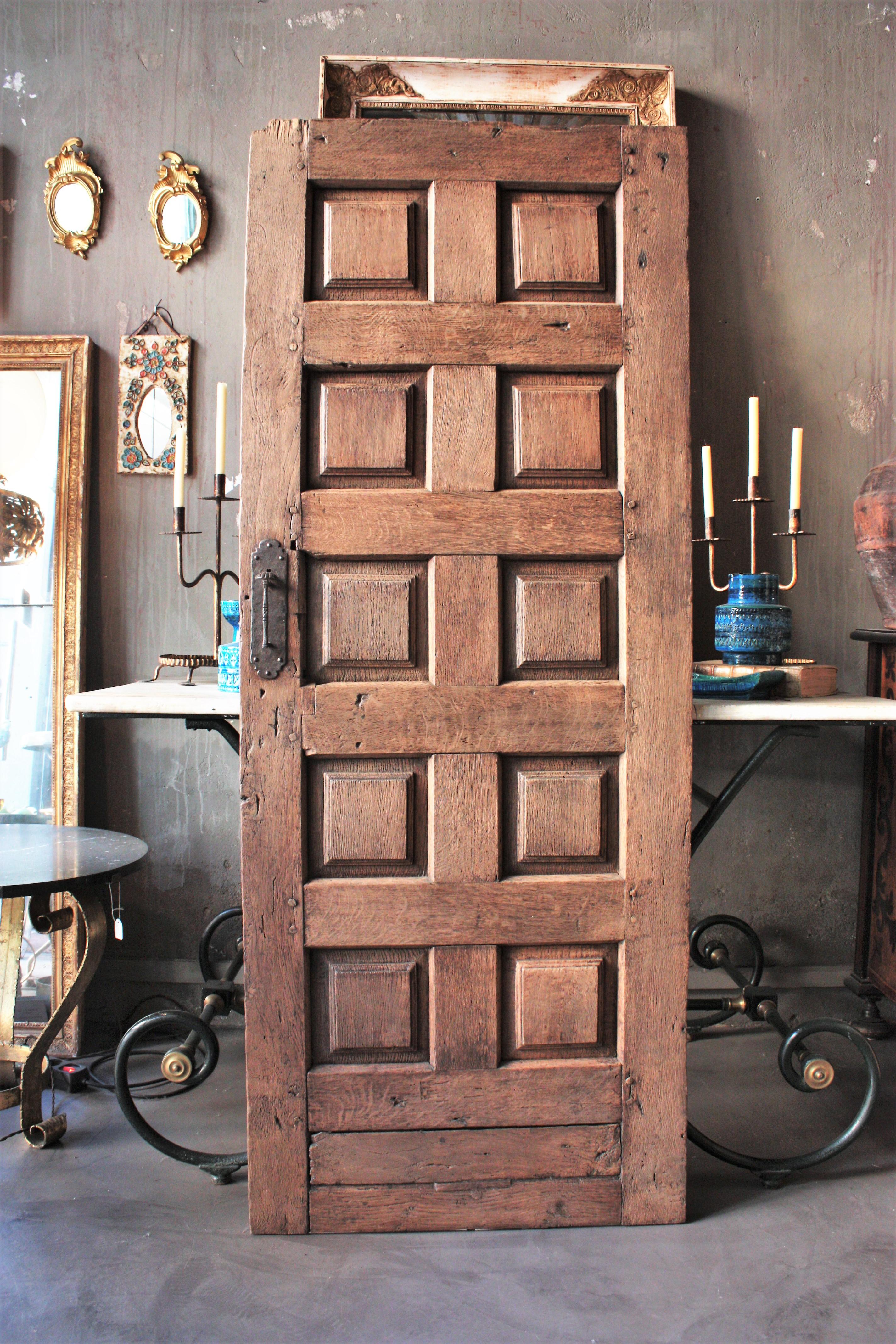 Spanish Rustic Door with Original Hand Forged Iron Pull For Sale 7