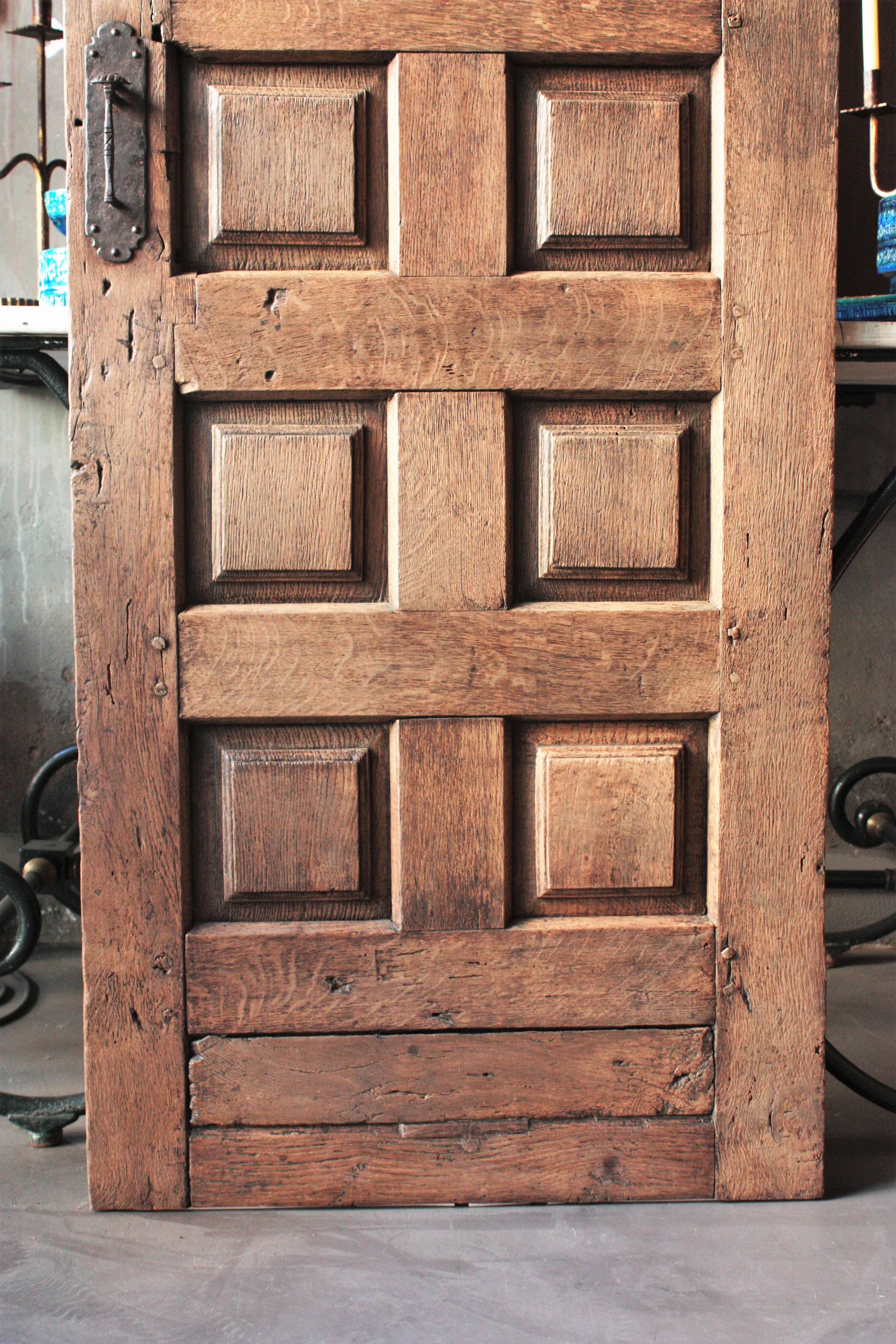 Spanish Rustic Door with Original Hand Forged Iron Pull For Sale 1