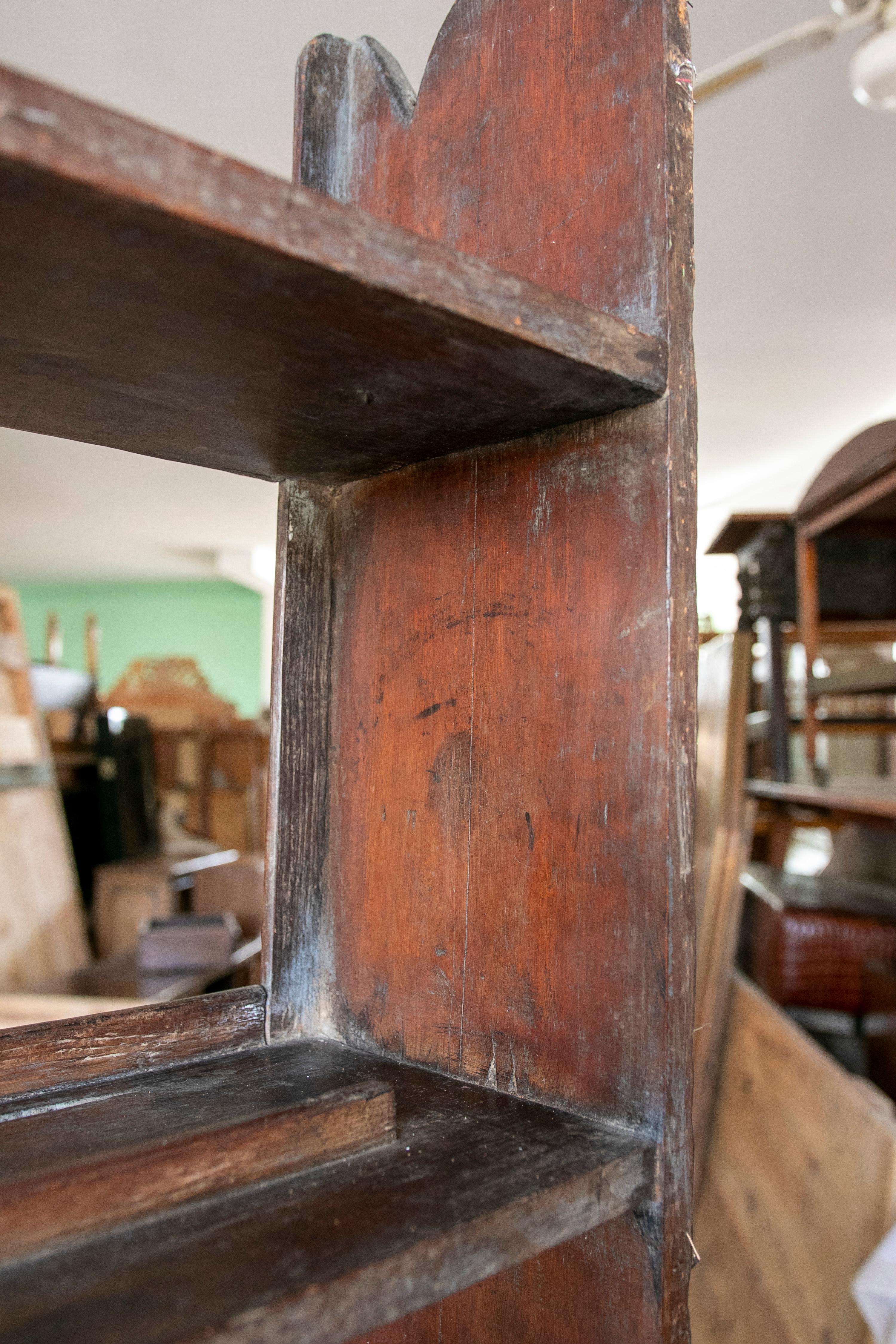 19th Century Spanish Rustic Rustic Wooden Kitchen Shelf   For Sale