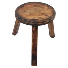 Spanish Rustic Side Table Gueridon in Carved Wood, 1950s