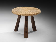 Spanish Rustic Side Table in Cane and Oak