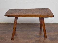Spanish Rustic Slab Oak Work Table or Low Bench, circa 1800
