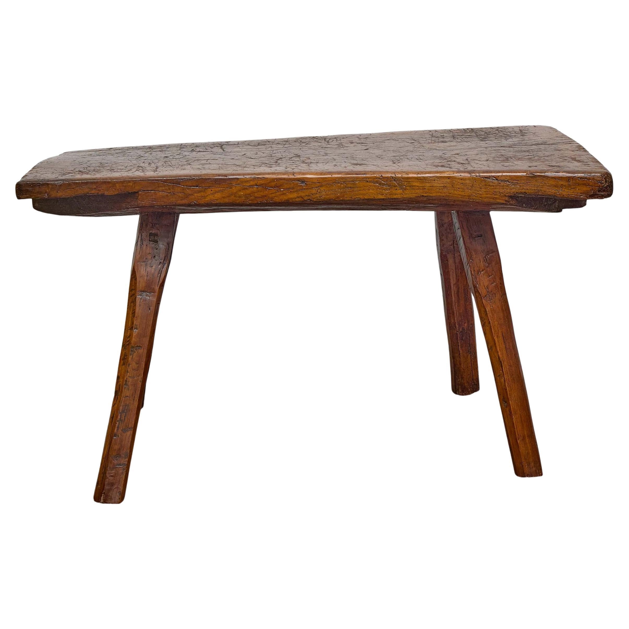 Spanish Rustic Slab Oak Work Table or Low Bench, circa 1800 For Sale