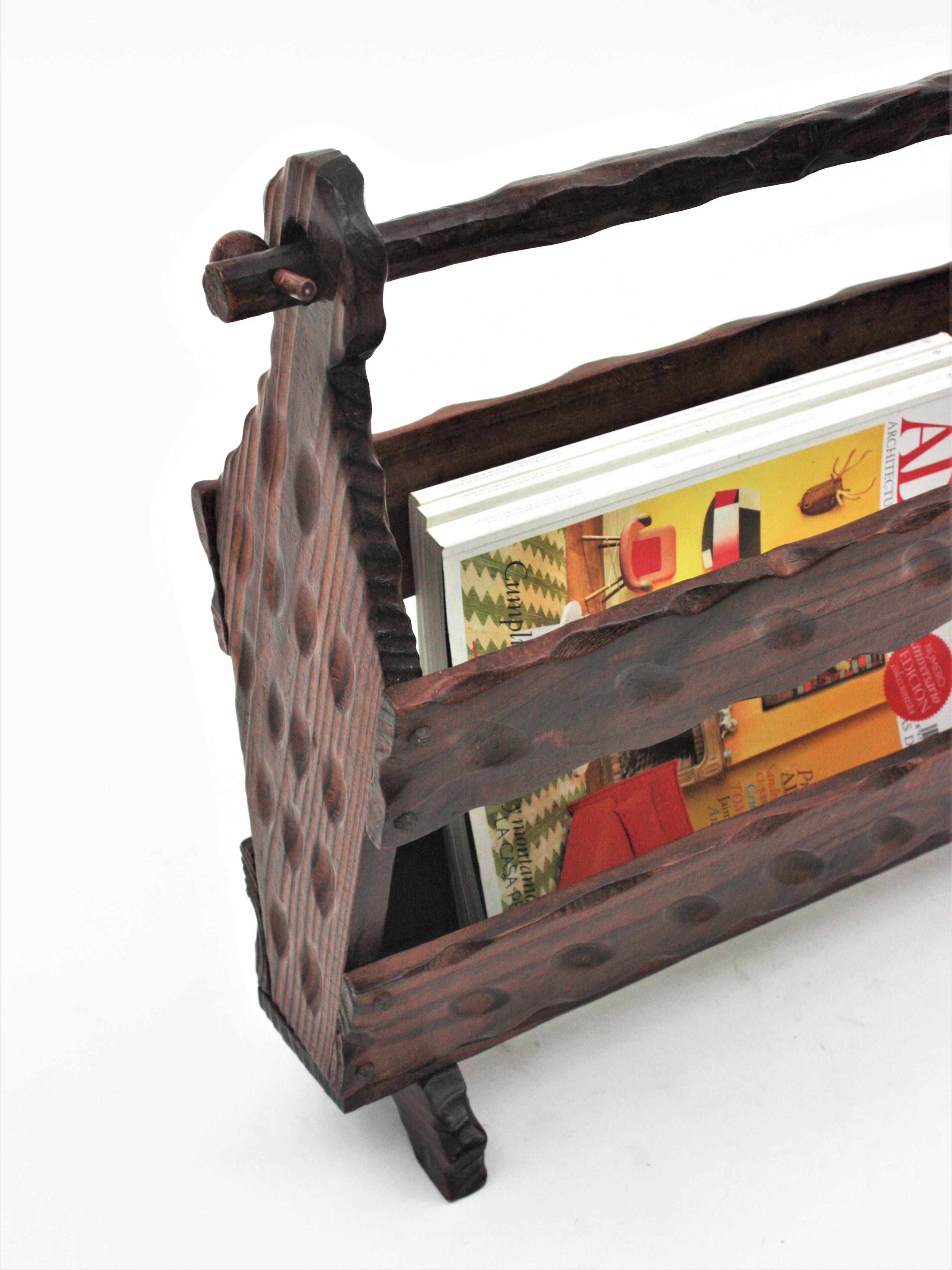 dark wood magazine rack