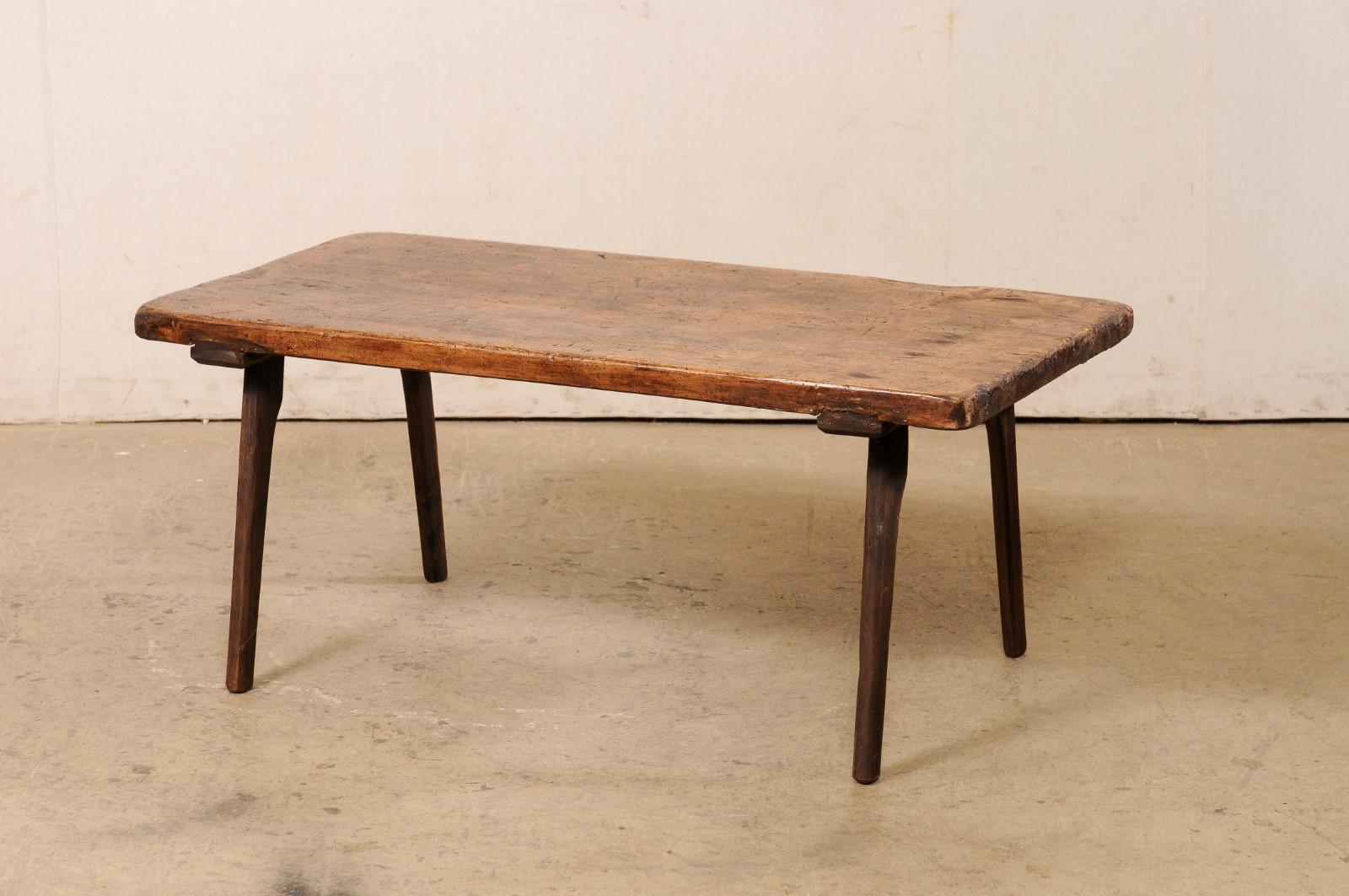 Spanish Rustic Wood Rectangular-Shaped Single Board Top Coffee Table, 19th C. For Sale 6