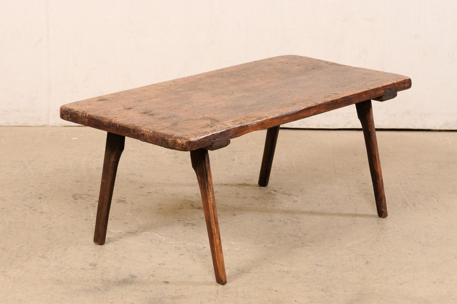 Spanish Rustic Wood Rectangular-Shaped Single Board Top Coffee Table, 19th C. For Sale 3